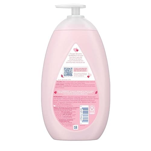 Johnson's Moisturizing Mild Pink Baby Lotion with Coconut Oil for Delicate Baby Skin, Paraben-, Phthalate- & Dye-Free, Hypoallergenic & Dermatologist-Tested, Baby Skin Care, 27.1 Fl. Oz - 27.1 Fl Oz (Pack of 1) thumbnail 3