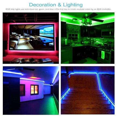 DAYBETTER LED Lights 65.6ft, 5050 RGB Led Strip Lights Flexible Color Changing Remote Control Led Light Strips, 2 Rolls of 32.8ft Led Lights for Bedroom, Living Room, Party Home Decor thumbnail 5