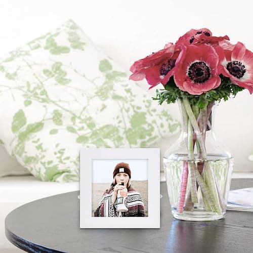 4x4 White Picture Frames Square Classic Natural Wood 6 Pack for Wall Mounting and Tabletop Display thumbnail 5