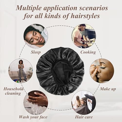 SWEET VIEW Silk Bonnet Satin Bonnet, Silk Hair Wrap for Sleeping, Soft and Comfortable Silk Sleep Cap thumbnail 2
