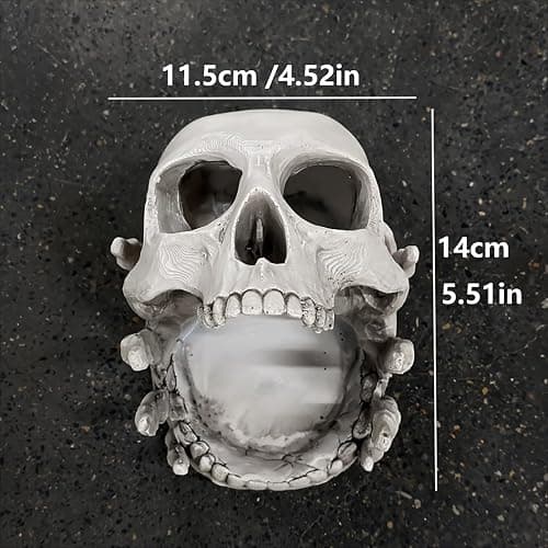 Skull-Shaped Decorative Storage Holder - Gothic Skull Jewelry Holder for Rings, Earrings, Trinkets - Halloween Home Decor, Dark Aesthetic Shelf Display for Bedroom, Living Room, Office (White) thumbnail 2