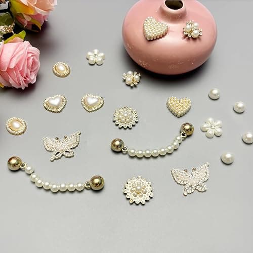 20pcs Bling Gems Plastic Butterfly Flower Sparkling Rhinestones Pearl DIY Shoe Decoration Charms for Women's Party Favor thumbnail 4