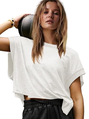 Panadila Womens Open Back Workout Top Oversized Workout T Shirts Backless Athletic Shirt Short Sleeve Baby Tee thumbnail 2