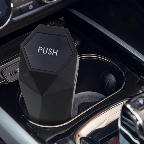 BFXM Car Trash Can, 2 Pack Car Trash Bin with Lid, Car Accessories for Women Interior, Car Garbage Can with Additional 2 ABS Hooks and 60pcs Trash Bags, Suitable for Home, Office, Car Organizer, Black thumbnail 2