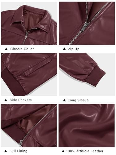Tankaneo Womens Faux Leather Jackets Oversized Bomber Casual Fall Fashion Zip Up Moto Biker Coats thumbnail 3
