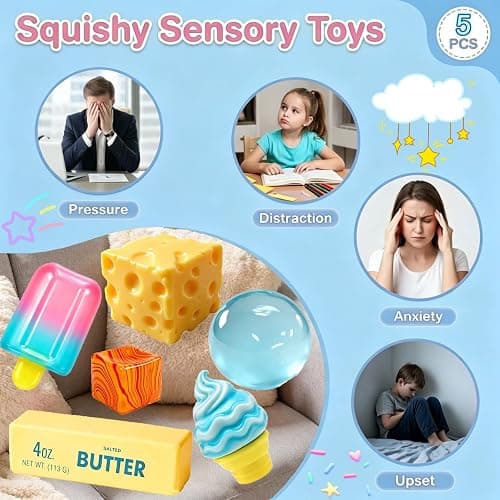 Slow Rebound Cute Butter Squeeze , 2026 New Squeeze Ball Realistic Butter Stick Soft Squeeze Toys, Upgrade Stress Relief Fidget Toys Wet Slow Rebound Stress Relief Toy (Colorful A) thumbnail 5