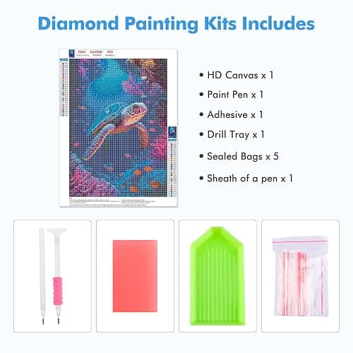 HEIBAGO 5D Diamond Art Painting Kits for Adults, Sea Turtle Diamond Painting Kits for Beginners, Full Drill Round Diamond Dots Kits Animal Painting Craft for Home Art Decor 30x40cm thumbnail 5
