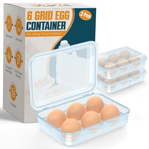 ZPU Egg Holder Camping, 2Pcs 6 Grid Egg Container, Plastic Egg Carrier for Camping Picnic Travel Outdoor Refrigerator Kitchen, Protective Egg Storage Case, Blue - Image 1