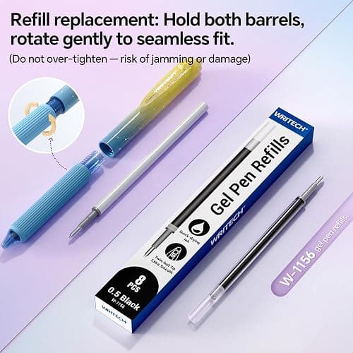 WRITECH Gel Pens Fine Point: Nebula Pen Set 0.7mm Black Ink Retractable 6ct Medium Point Smooth Writing with Aesthetic Gradient Color Barrel for Journaling Note Taking Silent Click No Smear thumbnail 6