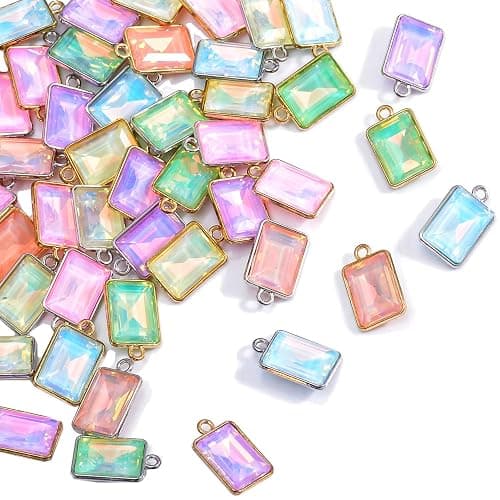 stino 40/48Pcs Paired Crystal Pendants Charms for Jewelry Making Supplies, Rhinestone Gemstone Dangle Charms Findings for Necklace Earrings Craft - Image 1