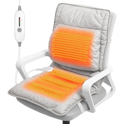 Heated Seat Cushion for Office Chair with Lumbar Support, Extra Large Heated Chair Pad for Pain Relief, Auto Shut Off, 3 Heating Levels, Chair Warmer for Full Back, Waist, Hip, Thigh, Home Use, Grey - Image 1
