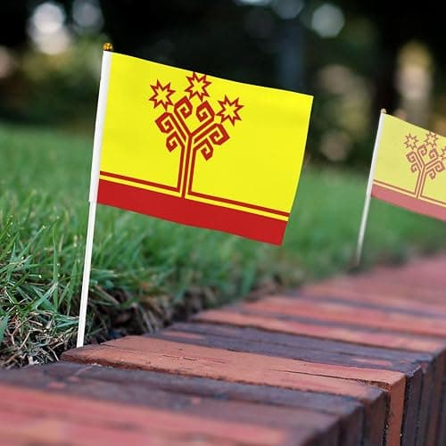 Chuvashia Flag Small Hand Held Flags, Mini Flags On Stick For Party Team Activities Parades Holiday Decoration 10 Pack thumbnail 2