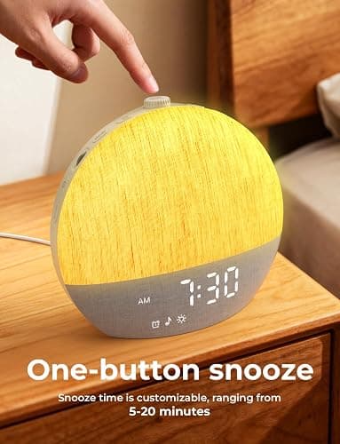 LIORQUE Sunrise Alarm Clock, Digital Alarm Clocks Bedside, Wake up Light with White Noise for Heavy Sleepers, 30 Sleep Sounds, Sleep Timer, Adjustable Volume & Brightness,Screen Free Design, Bluetooth thumbnail 8
