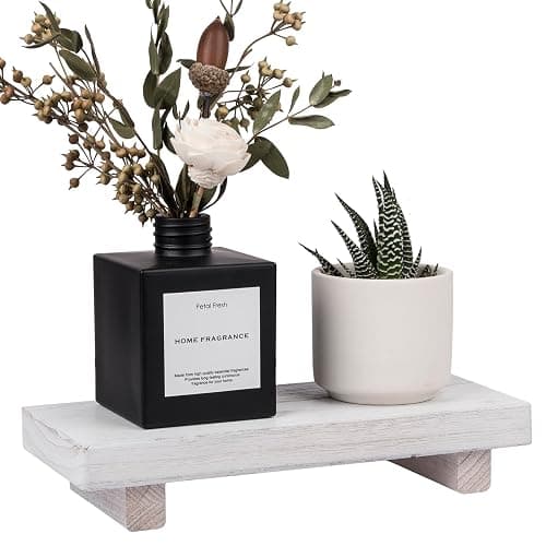 zoocatia Small Wood Tray Pedestal Stand Farmhouse Bathroom Decor Decorative Wooden Riser Kitchen Soap Dish Holder for Vanity, Counter, Sink, White thumbnail 6
