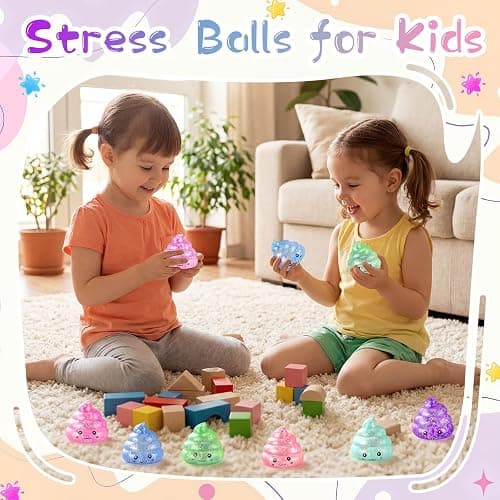 Meooeck 12 Pack Novelty Poop Stress Balls Maltose Glitter Poops Adult Stress Relief Balls Cute Sensory Fidget Funny Soft Squeeze Ball for Anxiety Autism ADHD Birthday Poop Party Favors Gift thumbnail 6