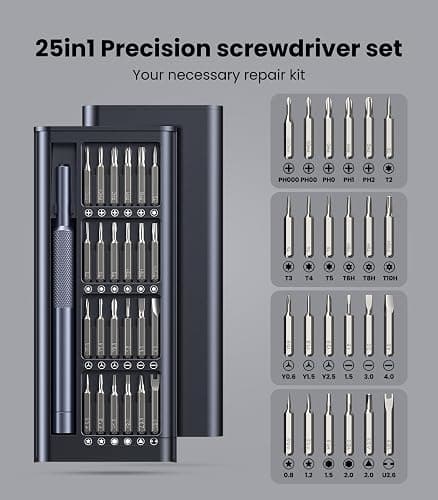 AXTH 25-in-1 Small Precision Screwdriver Set, Professional Magnetic Mini Repair Tool Kit for Phone, Computer, Watch, Laptop, Macbook, Ring Doorbell, Eyeglass, Electronic, [Bearing Steel] Screw Driver thumbnail 4