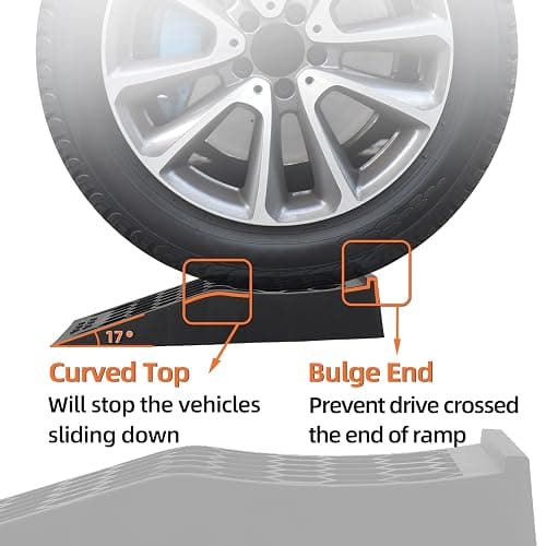 OULEME Low Profile Car Service Ramp with Anti-Slip Pads, 2 Pack for Oil Changes and Lift Vehicle Maintenance, Low Car Tire Ramps for Jack Support thumbnail 6
