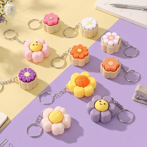 Kenning 20 Pcs Floral Clicker Fidget Keychain, 3D Sensory Clicker Fidget Decompression Button Stress Relief Teacher Appreciation Week Gifts for Women, Birthday, Summer, Office Party Favors thumbnail 5