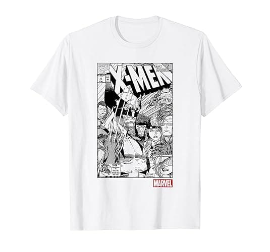 Marvel X-Men Black & White Comic Book Cover Poster T-Shirt thumbnail 2