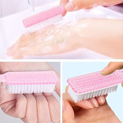 NICEMOVIC 10 Pcs Nail Brush for Cleaning Fingernails, Handle Grip Nail Scrubber Brush, Hand Fingernail Cleaner Brush Manicure Tools Scrub Cleaning Brushes, Use for Toe and Nail Cleaning (Clear-Pink) - Clear-Pink thumbnail 3