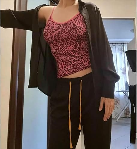 YELLOOP Y2k 2000s Leopard Tank Top Teen Girls Fairy Grunge Floral Sleeveless Crop Top Alt Mcbling Gyaru Emo Scene Clothes (Purple Zebra,Medium) thumbnail 6