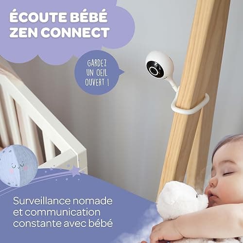 BÉABA, Ecoute Bébé Vidéo, Babyphone Zen Connect, Caméra Full HD 1080p, Talkie-Walkie, Longue Portée, Connexion Mobile et WiFi, Berceuses, Tige Flexible thumbnail 3