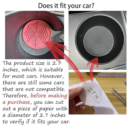 Car Cup Holder Coaster, 2 Pack Universal Auto Anti Slip Cup Holder Insert Ornaments Coaster, Durable, Suitable for Most Car Interior Accessories (red-Spider web-2pack) thumbnail 6