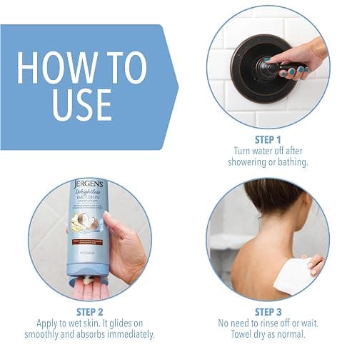 Jergens Wet Skin Body Lotion with Coconut Oil, In Shower Lotion for Dry Skin, Fast-Absorbing, Non-Sticky, Dermatologist Tested, 10 Ounce thumbnail 7
