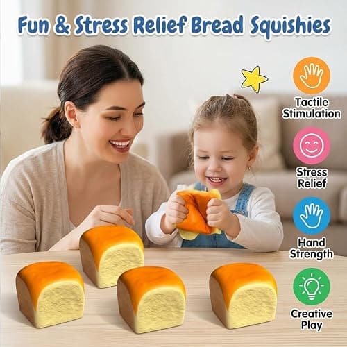 Invasgi 2 Pack Bread Squishy Slow Rise Toys, Dumpling Squishy Fidget Toys for Kids & Adults,Stress Relief Squeeze Toy, Gifts for Office, Party Favors, Back to School thumbnail 4