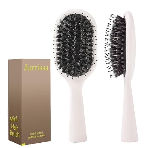 Jurrissa Boar Bristles Hair Brush for Women Men and Kids, Detangling Hair Brush for Smoothing Massage Add Shine, Nylon&Boar Bristles brush for Hair Healthy, Easy to Storage(White) - Image 1