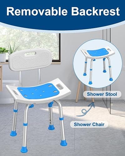 HOMLAND Shower Chair for Inside Shower with Removable Back, 400 lbs Heavy Duty Bath Seat for Bathtub, Safety Bath Stool for Seniors and Disabled, Aluminum Alloy Frame thumbnail 5