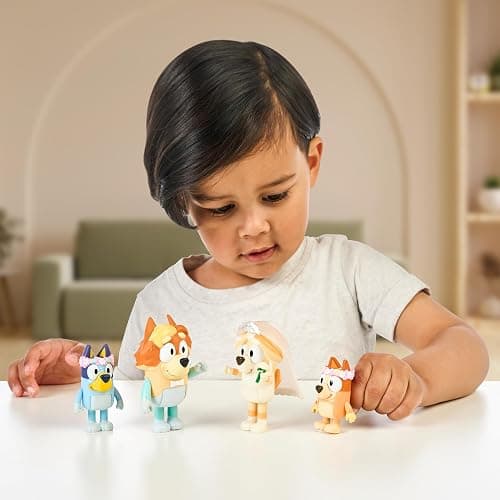 Bluey Figure 4-Pack Wedding Time, Re-Enact Uncle Rad and Frisky's Wedding Day and Bingo Flower Girl Figures thumbnail 6