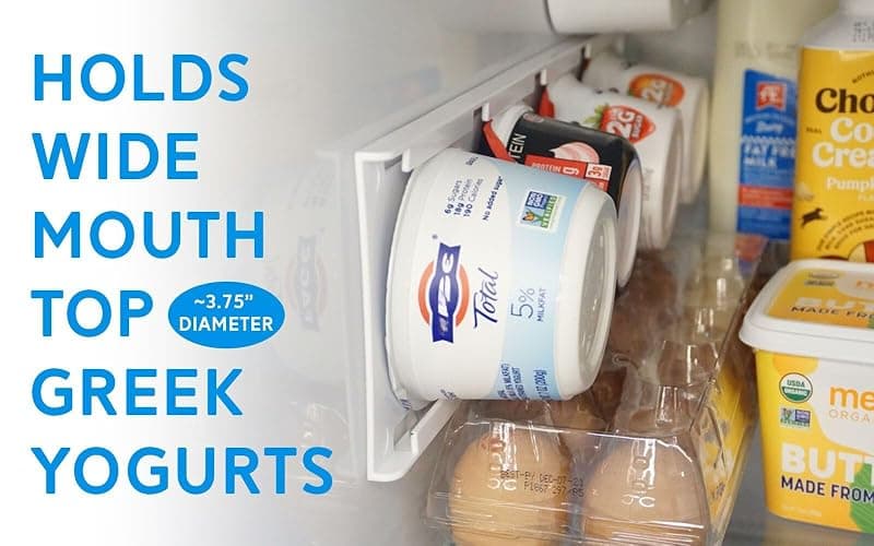 Yogurt Organizer for Fridge - 4 Cup Refrigerator Storage Rack with 3M Adhesive - Under Shelf Fridge Organizer for Yogurt - Made in USA, White, 1 Pack thumbnail 3
