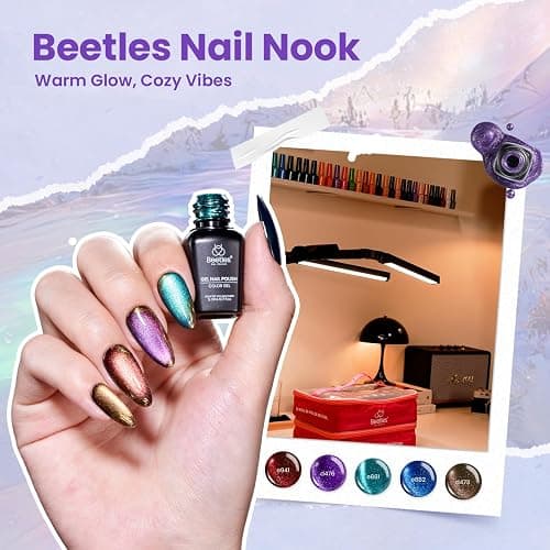 Beetles Nail Nook Gel Nail Polish Set - 119 PCS 100 Colors Gel Polish Kit Base Glossy Matte Glitter Top Coat Glitter Pearl Cat Eye White Red Pink Nude Uv Led Nails Easter Gift for Women thumbnail 5