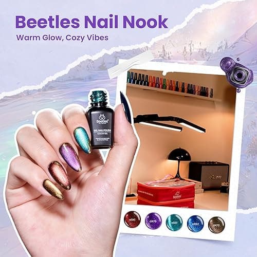 Beetles Nail Nook Gel Nail Polish Set - 119 PCS 100 Colors Gel Polish Kit Base Glossy Matte Glitter Top Coat Glitter Pearl Cat Eye White Red Pink Nude Uv Led Nails Gift for Women thumbnail 3