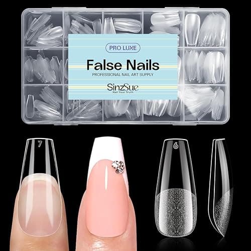 SINZSUE Medium Coffin Soft Gel Nail Tips - 240Pcs 15 Sizes Pre-Buffed Matte Full Cover False Nails, Soak Off Semi-Transparent Gel Tips for DIY Manicure - Image 1