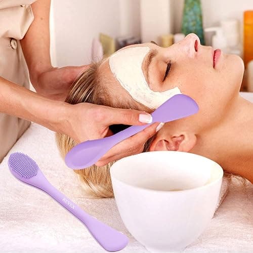 REVEX Pore Cleaning Brush,Face Scrubber,Exfoliating Pore Scrubber,2Pcs Silicone Face Mask Applicator,Mask Applicator Tool for Facial Mud,Face Brush for Women Men.(Pink+PurPle) thumbnail 6