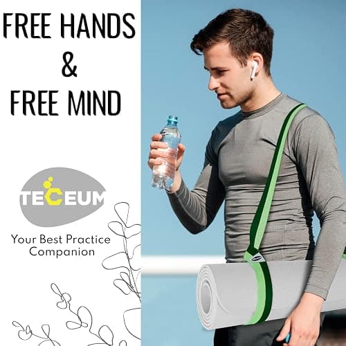 TECEUM Yoga Mat Strap – 30+ Colors – Adjustable Mat Holder Sling Carrier for All Mats [Mat Not Included] thumbnail 9