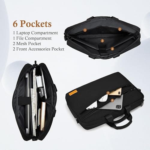 bagasin 15 15.6 16 17 17.3 inch Laptop Computer PC Shoulder Bag Carrying Case, Water-Repellent Briefcase thumbnail 4
