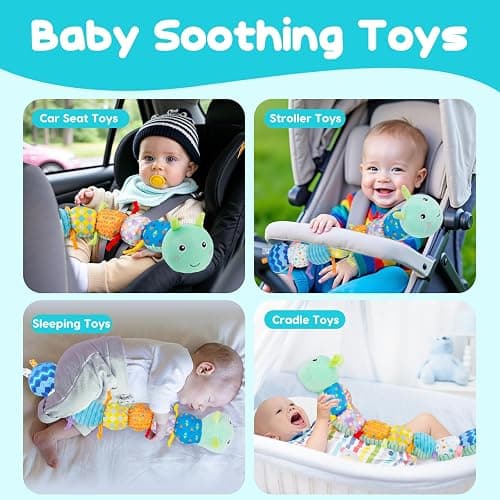 Baby Sensory Toys 0-6 Months Musical Stuffed Caterpillar Tummy Time Toys | Newborn Toys with Mirror Crinkle Rattle for Infants 0-3 3-6 Month 2 3 4 5 6-12 Month Old Babies Boy Shower Gift Essentials thumbnail 7