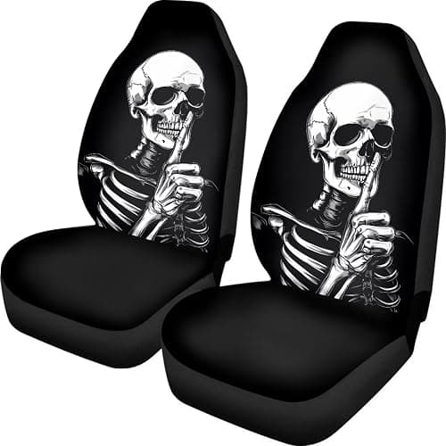 ELEQIN Goth Skull Universal High Back Fashion Car Seat Covers for Car Truck Suvs,sedans,Vehicles,Airbag Compatible Front Car Seat Covers 2 Pack - Image 1