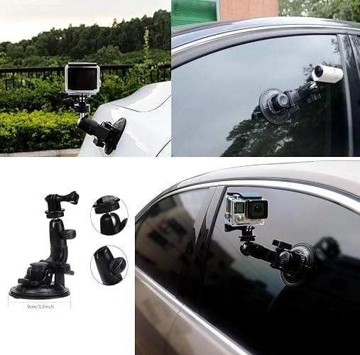 ShipeeKin Heavy Duty 9CM Suction Cup Mount Car Windows Stand on Windshield Dashboard Bonnet for all Gopro Heros, SJCAMs, Geekpro, Garmin VIRB Xe, Xiaomi Yi 4k, DSLR & Smartphone for Vlog/POV thumbnail 5