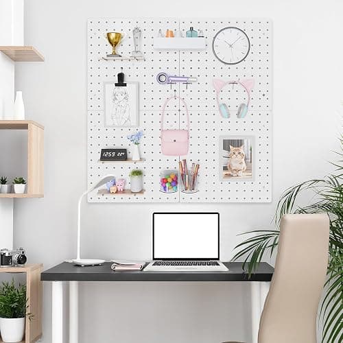 FZK Peg Board with Hooks, Plastic Pegboard Kit with 4 White Pegboards and Accessories, Peg Board Wall Organizer for Office and Craft Room thumbnail 2