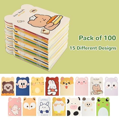100 Packs Mini Notebooks for School Mini Cute Animal Notebooks Mini Notebooks Bulk for Christmas Day Office Classroom prizes College Ruled Pages(Cartoon Animals) thumbnail 4