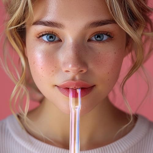 NiHome 6PCS 12" Iridescent Glass Anti-Wrinkle Flat Tip Straws for Stanley 30 & 40 oz Tumblers, Lip-Friendly Straight & Curved Borosilicate Glass Reusable Straws for Cold & Hot Drinks, Dishwasher Safe thumbnail 8