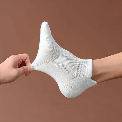 ACCFOD Womens Ankle Socks Athletic Running Low Cut Socks With Tab 6 Pairs - 6-9 - White thumbnail 4