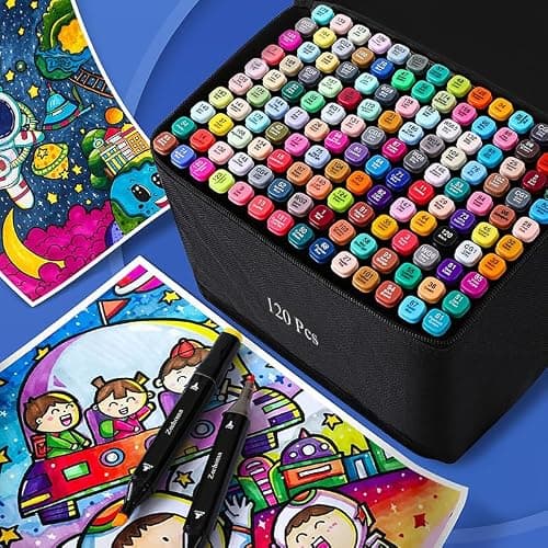 120 Colors Alcohol Markers Artist Drawing Art Dual Tip Markers Perfect for Adult Students Friends Gift thumbnail 6