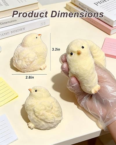 Handmade Chicken Squishy Toys, Ultra Soft squishies Fidget Toys for Adults, Teens, Silicone Squeeze ball for Office,School, Break room, Cute Sensory Squeeze Toys for Anxiety Relief, Focus & Calm(2pcs) thumbnail 2