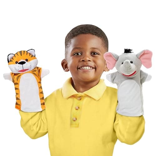 Melissa & Doug Safari Buddies Hand Puppets, Set of 6 (Elephant, Tiger, Parrot, Giraffe, Monkey, Zebra) Soft, Plush Animal Hand Puppets For Toddlers And Kids Ages 2+ thumbnail 8