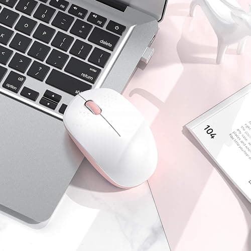 seenda Wireless Mouse, 2.4G Noiseless Mouse with USB Receiver Portable Computer Mice for PC, Tablet, Laptop, Notebook - Pink & White thumbnail 7